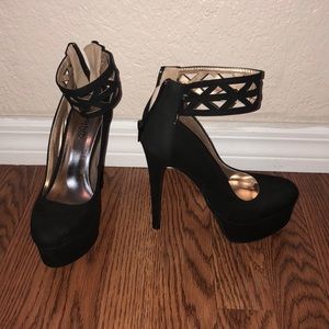 Faux suede heels